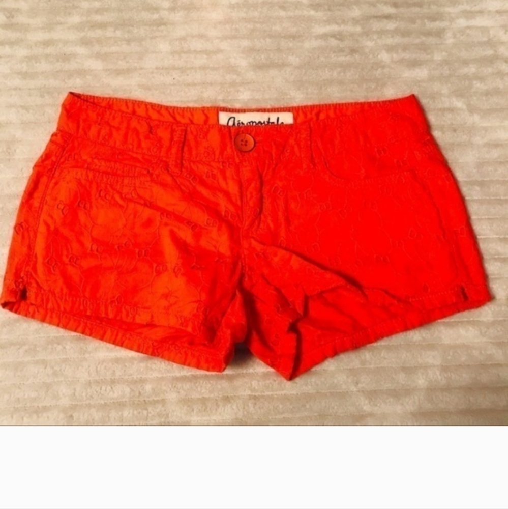 Aeropostale Orange Eyelet Low Rise Short Shorts 25